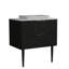 Meuble-lavabo autoportant pour salle de bain moderne rayé en chêne noir SANS lavabo, pré-assemblé