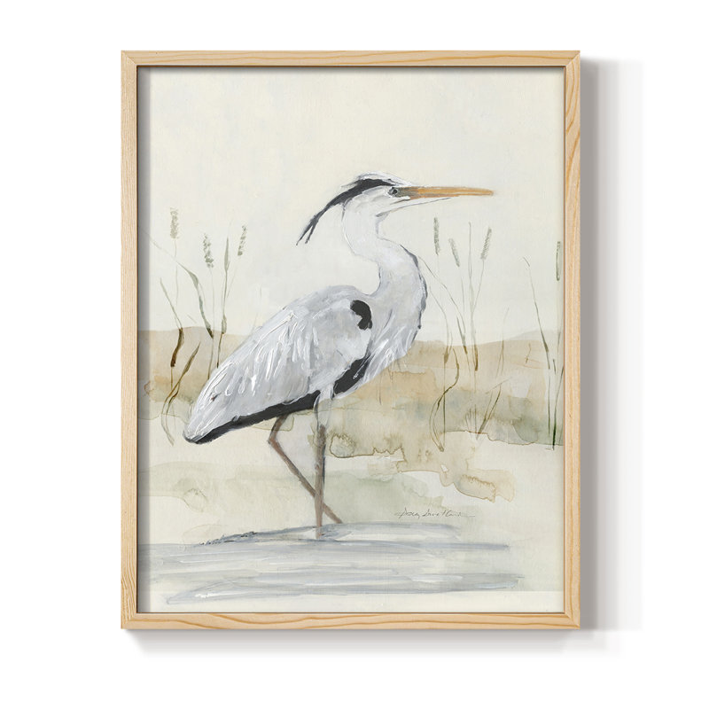 Heron I, reproduction encadrée - bois massif, H 15 po x l 12 po