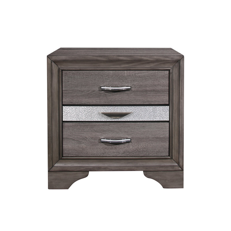 Table de chevet moderne grise - 3 tiroirs spacieux pour le rangement gris