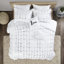 Édredon pour lit simple / simple TG - blanc avec motif géométrique métallique argenté, doux, 2 taies décoratives, coussins décoratifs, literie empaquetable à motif géométrique sur fond blanc, tissu froissé-120469602