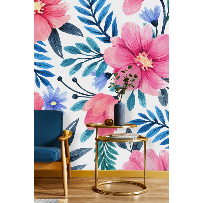 Floral Wall Mural, 10.41" L x 125" W, Paper