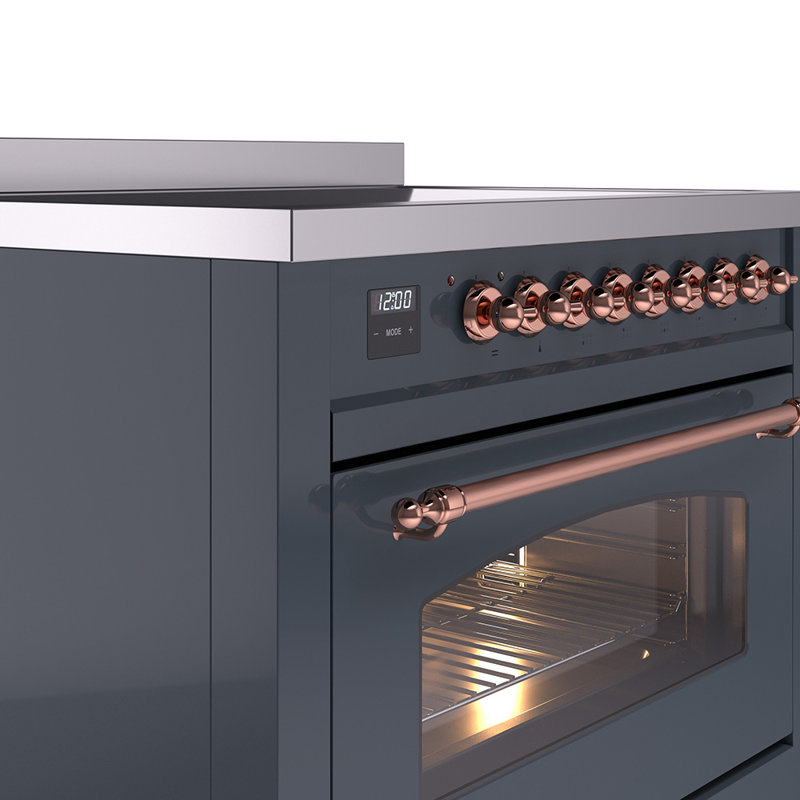 ILVE Nostalgie II 36 in Induction Range, Blue Gray/Copper