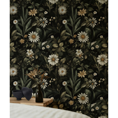 Rouleau de papier peint marguerite foncée Gurkirat