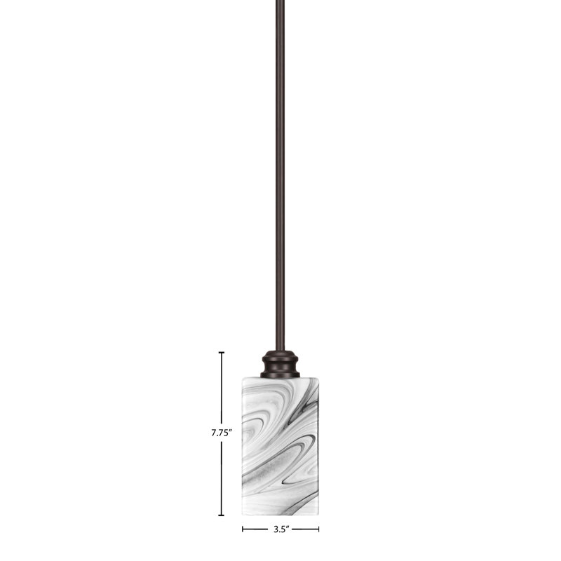 Mini-luminaire suspendu suspendu avec tige en verre onyx carré 3,5 po Edge, Espresso