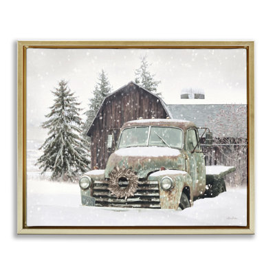 Camion et grange d'hiver rustique