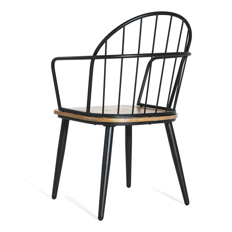 Manthey Wood And Metal Dining Chairs, 4