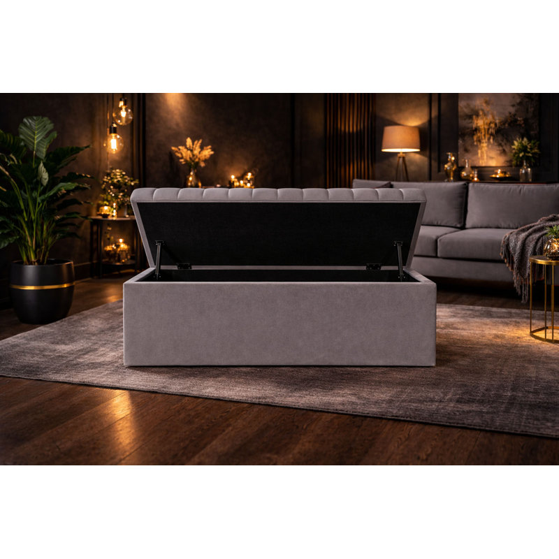 Royal Velvet Storage Ottoman Box with Hinged Lid | Lined Upholstered End of Bed Storage Bench | Soft  Close Storage Seat | Made in UK