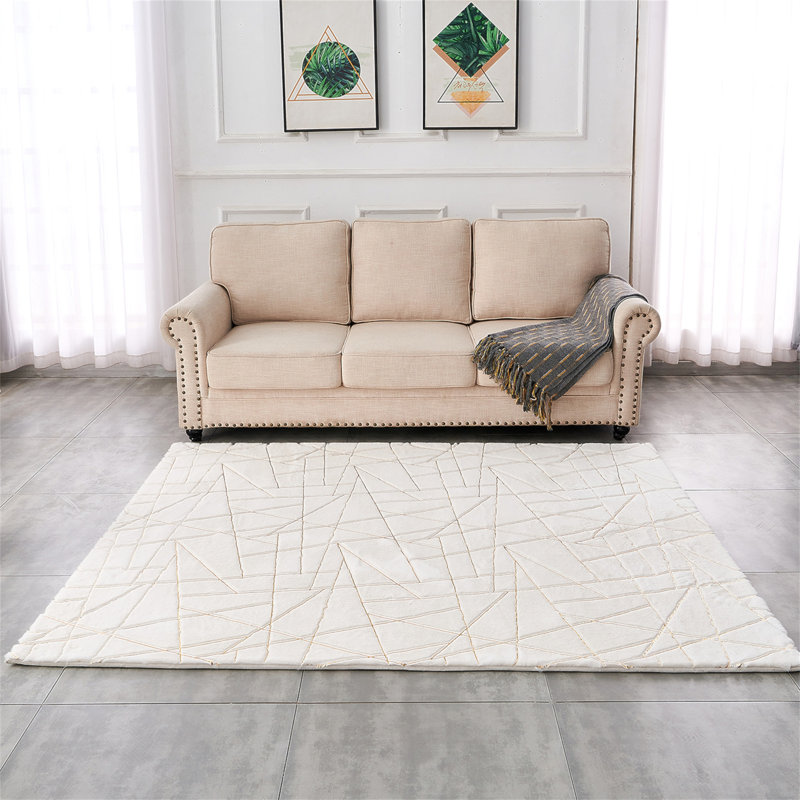 Tapis en fausse fourrure Chinchilla, Rectangle 6 pi x 9 pi