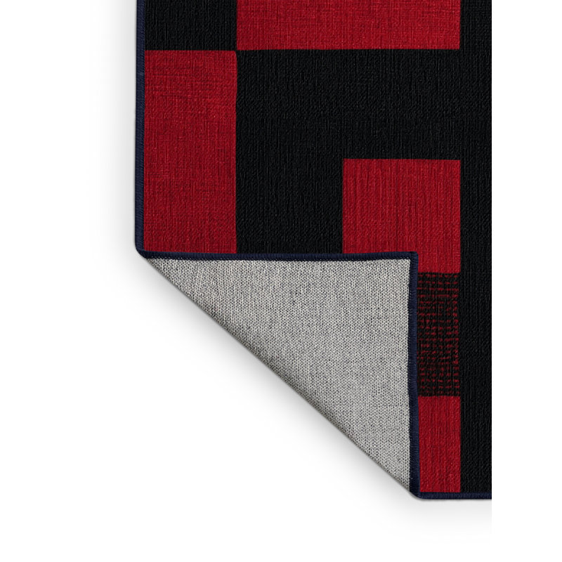 Machine Washable Checkered Purple Area Rug, Square 3'