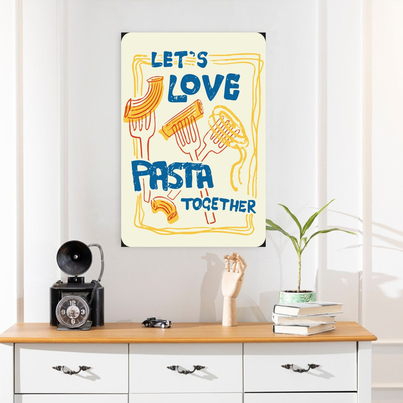 «Love Pasta Together», art mural rétro, H 24 po x l 16 po