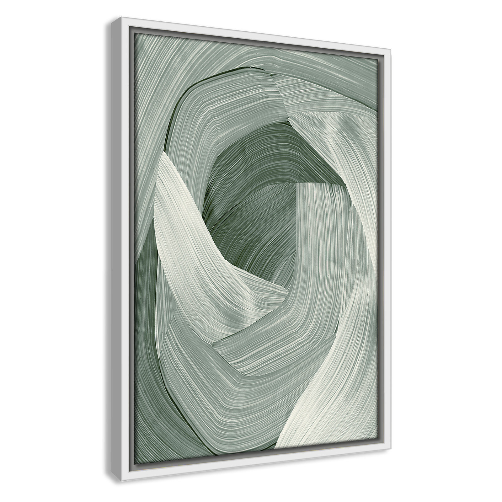 Enriched Emerald - Floater Frame Graphic Art Print on Canvas, White , 19.5" H x 13.5" W