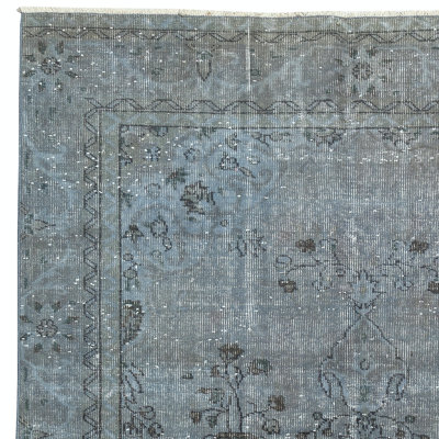 5.6x9.7 Ft Blue Area Rug for Contemporary Interiors, Handmade in Turkey