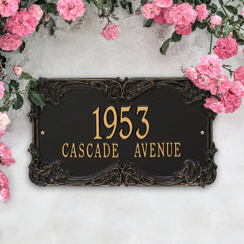 Signature Series 2-Line Wall Address Plaque, Gold, Black, Yes