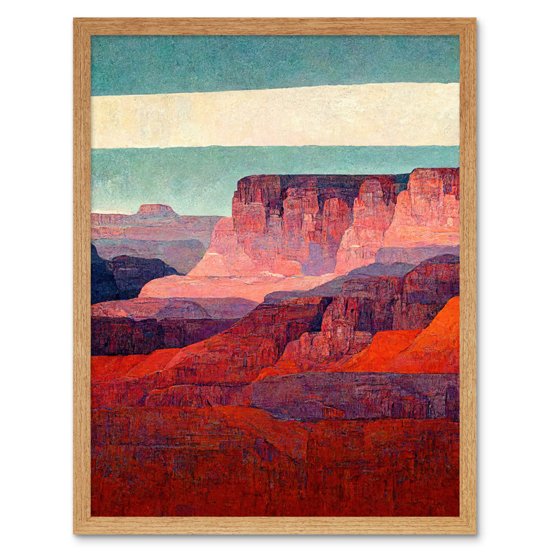 Modern Abstract Grand Canyon Style Arizona - Print, 43cm H x 33cm W, Light Brown Framed Paper