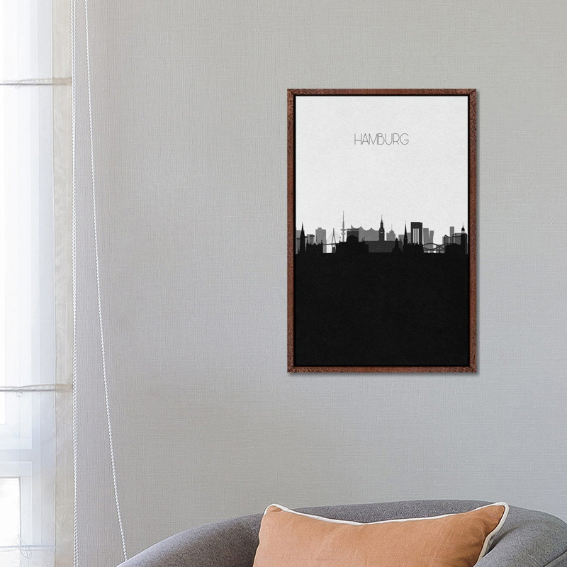 Hamburg, Germany City Skyline by Ayse Deniz Akerman - Print on Canvas, 152.5 cm H x 101.5 cm W, Brown Framed Canvas