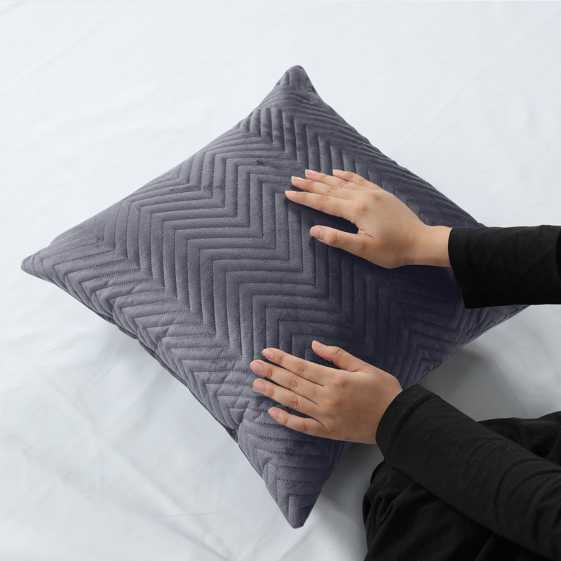 Square Throw Luxury Embossed Pattern Cushions Protector Set Of 2, Grey