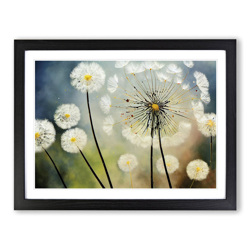 The Dandelion Flowers - Single Picture Frame Print, Black, 46cm H x 64cm W