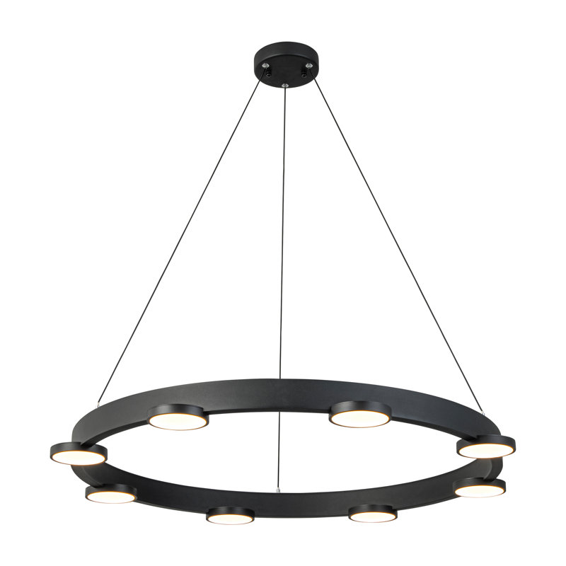 8-light Modern Black Aluminum Dimmable Led Pendant Light Chandelier With Acrylic Shade