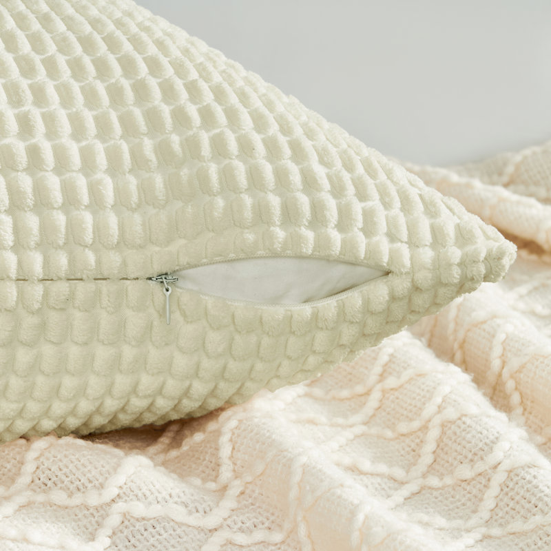 Corduroy Square Pillow Cover, Cream, 18"H x 18"W
