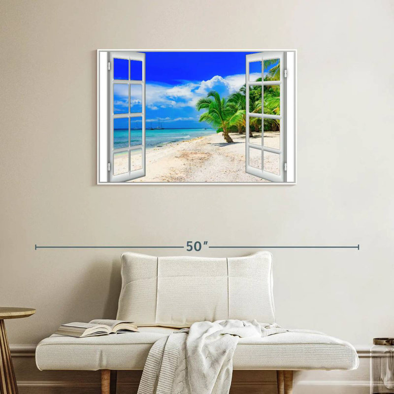 Fenêtre sur Malwae, Cadre flottant blanc, 37 po x 25 po