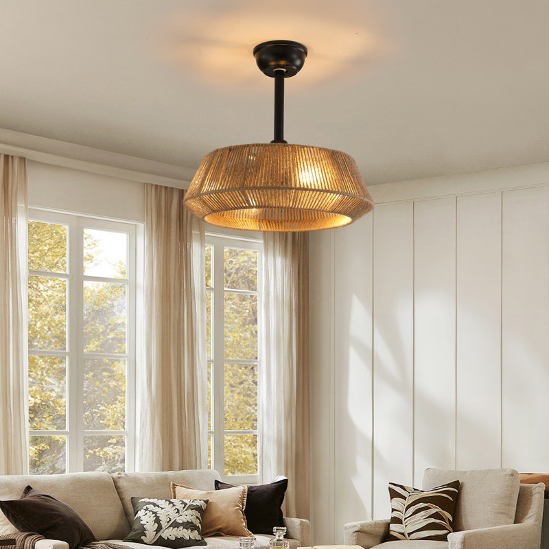 19.68'' Caged Ceiling Fan With 4 Lights Kit And Remote Control