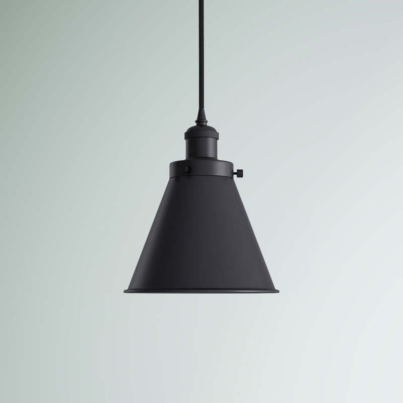 Luminaire suspendu conique à 1 lumière Donovan, DEL, Noir mat