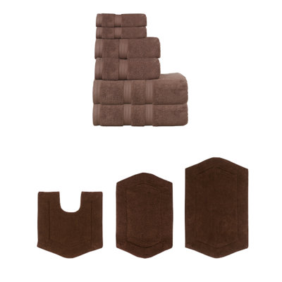 Ensemble de serviettes 6 pièces et de tapis de bain 3 pièces 100% coton doux Bryd Collection (ensemble de 9)