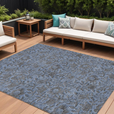 Tapis intérieur lavable floral 8 pi x 10 pi gris
