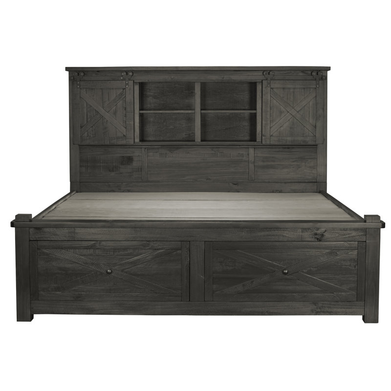 Carney Solid Wood Storage Bed, King, Charcoal