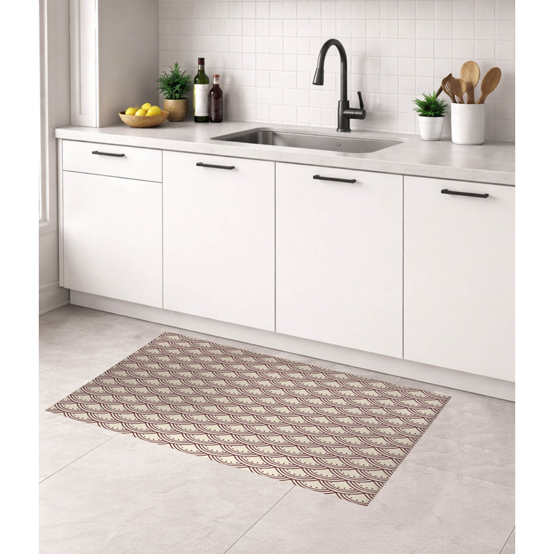Tapis de cuisine Seigaiha, Rectangle 5' x 7', Wine Geometric