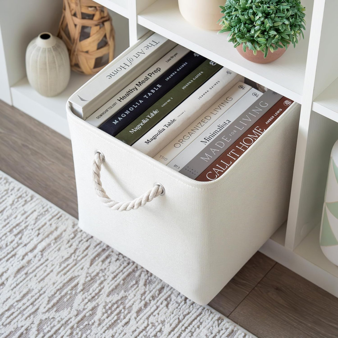 Set of 3 Foldable 30×30 Fabric Cube Storage Bins with Rope Handles