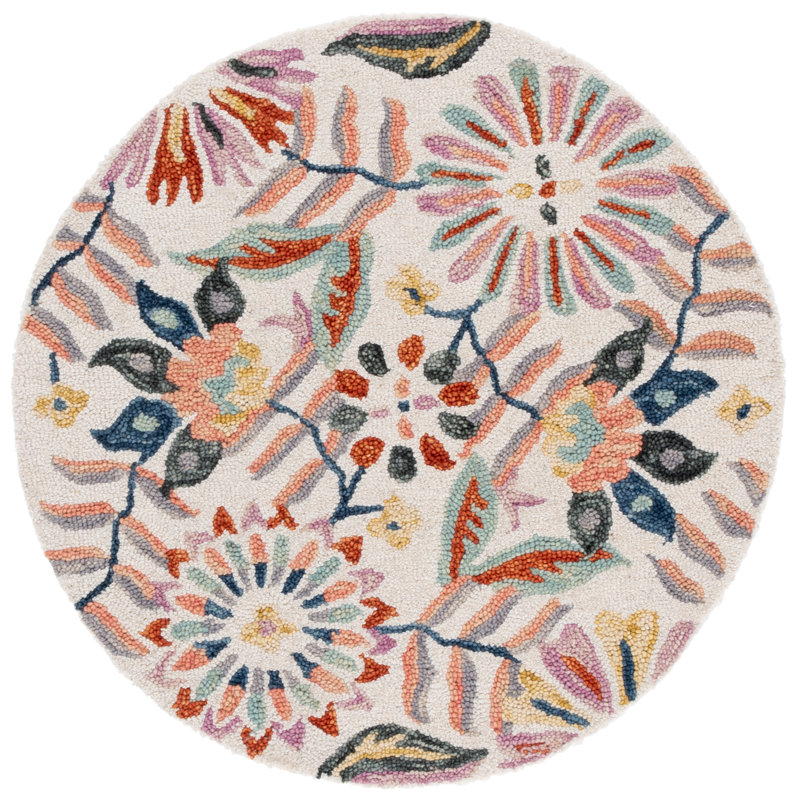 Jardin Hand Tufted Wool; Cotton Floral Indoor Rug, Round 5'