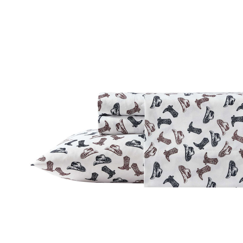 Wrangler Printed Cozy Novelty Sheet Sets, Steer Skulls Gray, Twin XL Sheet Set with 1 Pillowcase