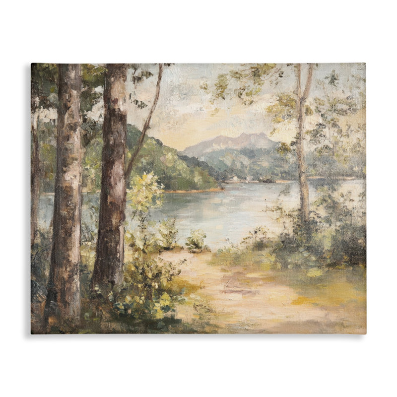 «Peaceful Lakeside Landscape» par Petal Prints Design, H 24 po x l 30 po