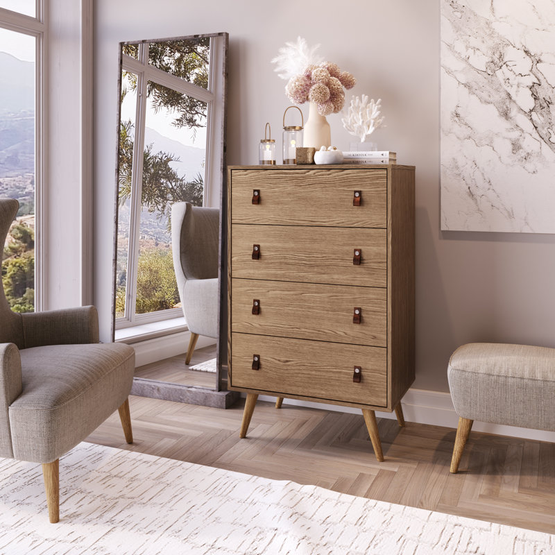 Commode 4 tiroirs l 27,2 po, Brun et bleu