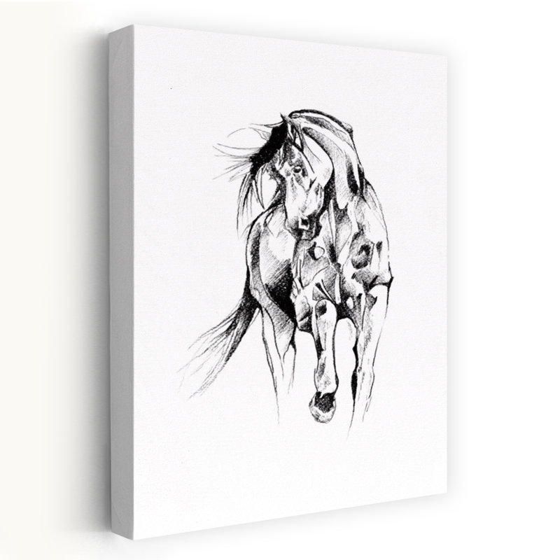 Croquis de cheval dynamique, abstrait, dramatique et élégant, impression d'art mural, H 24 po x l 16 po