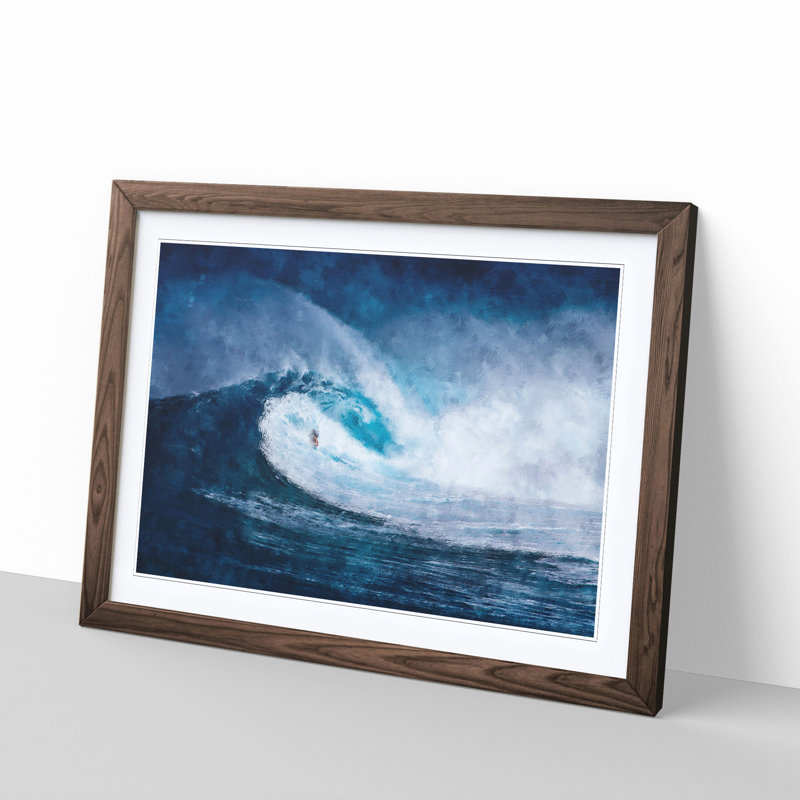 Surfing The Wave - Single Picture Frame Painting on MDF, Walnut, 45cm H x 63cm W x 2cm D