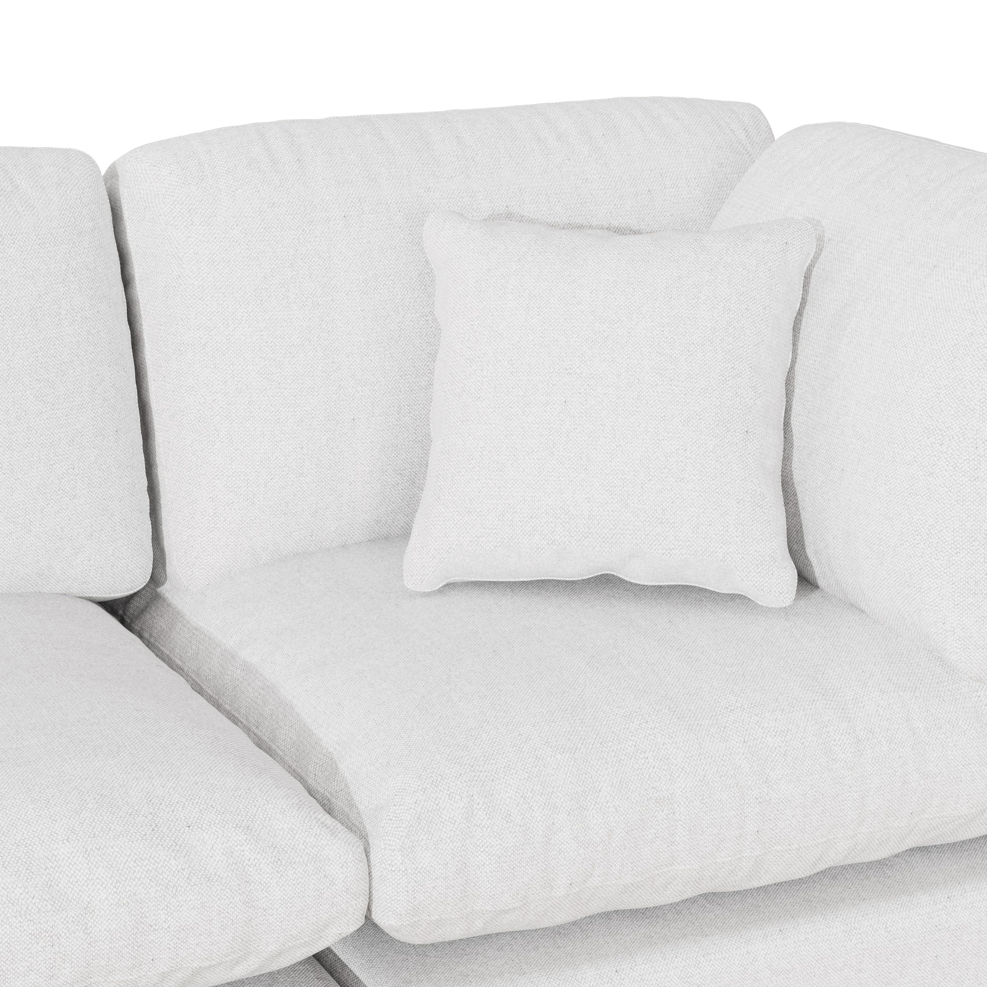 Jossa 3-Piece Modular Upholstered Sofa, White Chenille