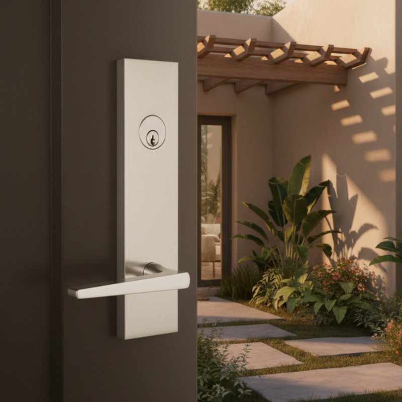 Ensemble d'entrée à cylindre simple avec levier Philtower, Nickel satiné