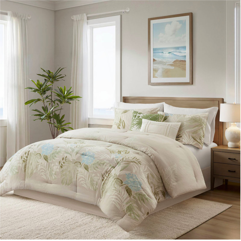 6-Piece Oversized Cotton Comforter Set With Throw Pillow, Édredon de grande taille et 5 pièces supplément