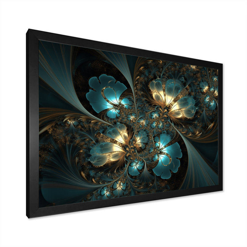 Mélanges bleus et dorés de l'ordre infini II - impression, Cadre photo noir, H 12 po x l 20 po x P 1 po