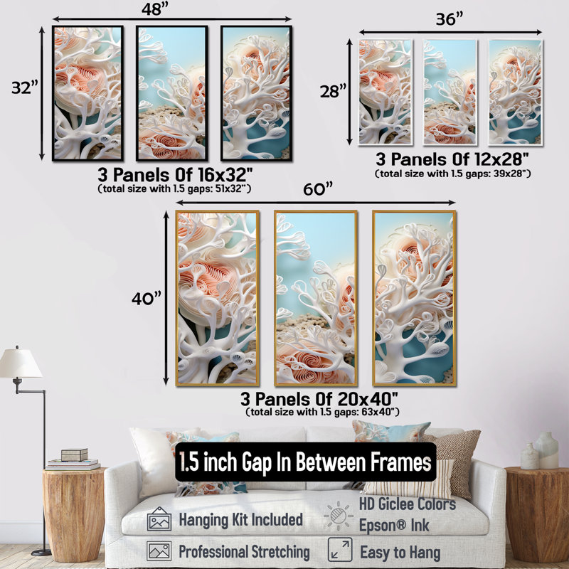 «Pink Basket Starfish Underwater Elegance», ensemble de reproductions d'art mural corail, Cadre flottant doré