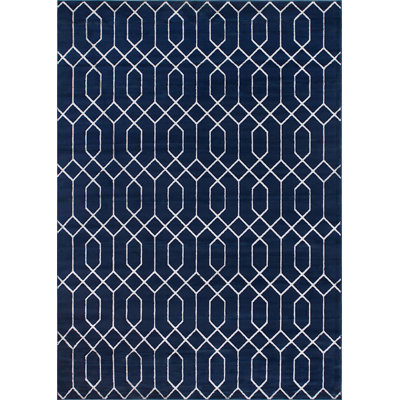 Tapis géométrique bleu / argent Corando