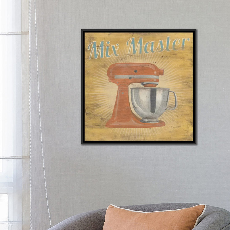 « hip cuisine iii », impression sur toile, H 26 po x l 26 po x P 1,5 po, Toile avec cadre noir, Pas de tapis