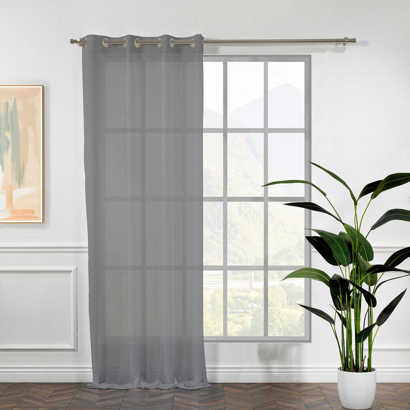 Panneau simple extra long et extra large en faux crépon Chifon, Gris, L 100 po x L 132 po