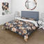 Ensemble de housse de couette à motif floral rétro pêche nostalgie-317525045