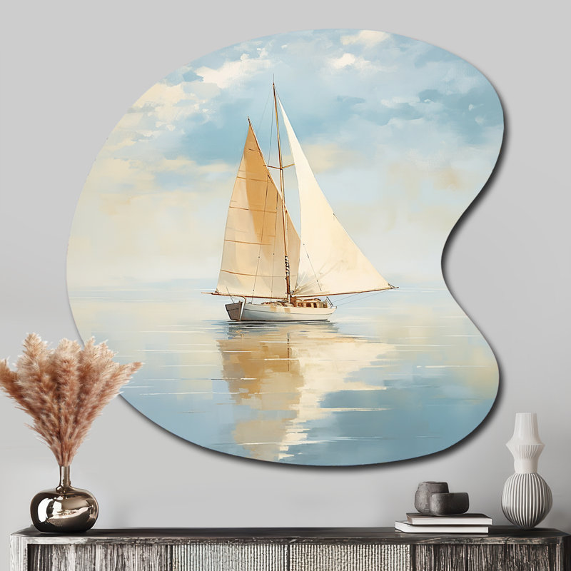 Alrita - Bateau à voile en forme de goutte, art mural en métal asymétrique, H 33 po x l 33 po