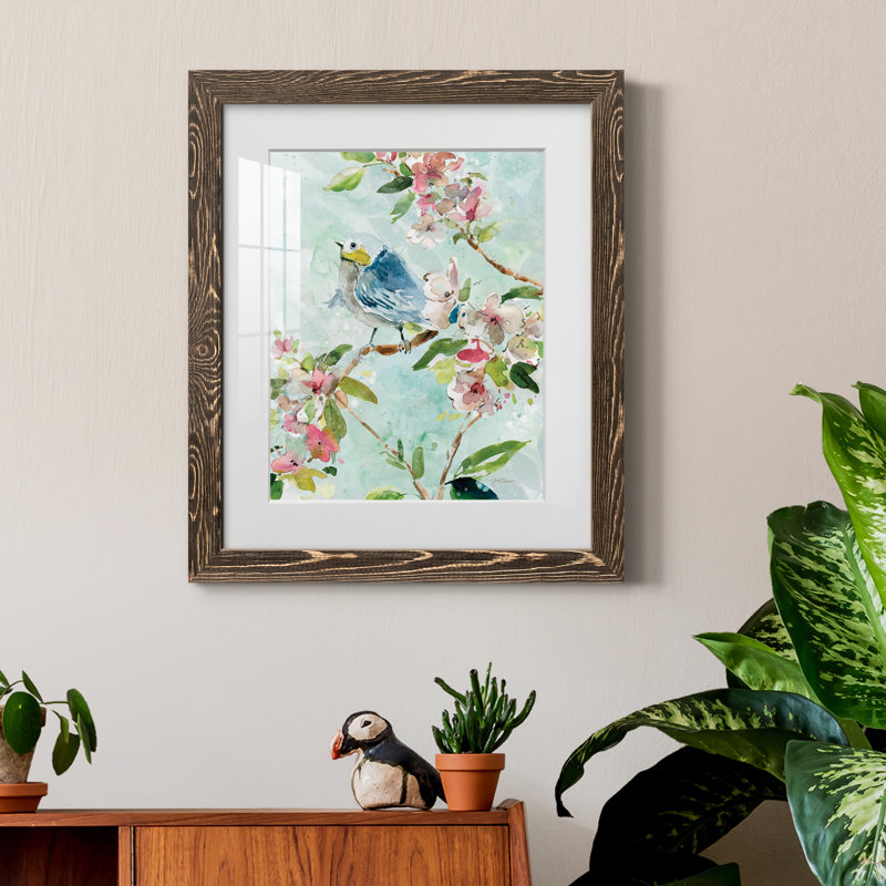 Asbury Garden Song II - peinture encadrée, H 24 po x l 18 po x P 1,5 po, Toile avec cadre en noyer