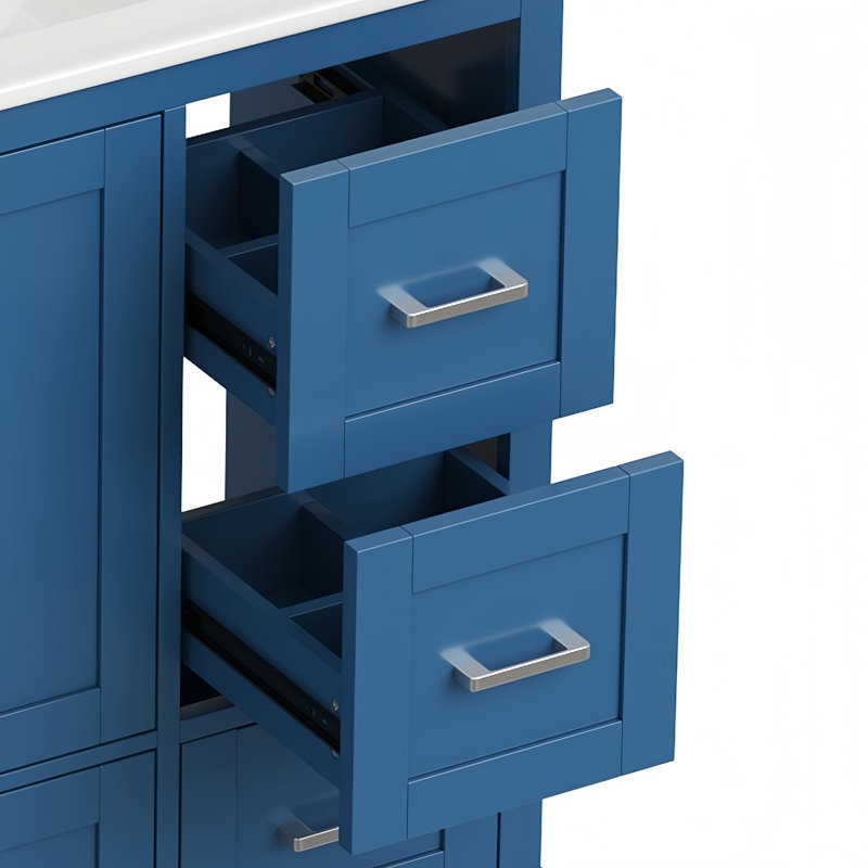 Meuble-lavabo simple 42 po avec plateau en pierre, Blue