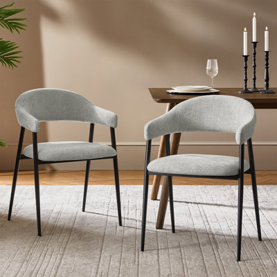 Remedios 21''W Modern Ergonomic Curved Backrest Dinning Chair With Metal Legs (Set of 2)